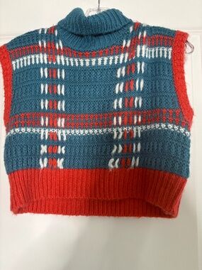 Cider Blue and Red Chunky Knit Sweater